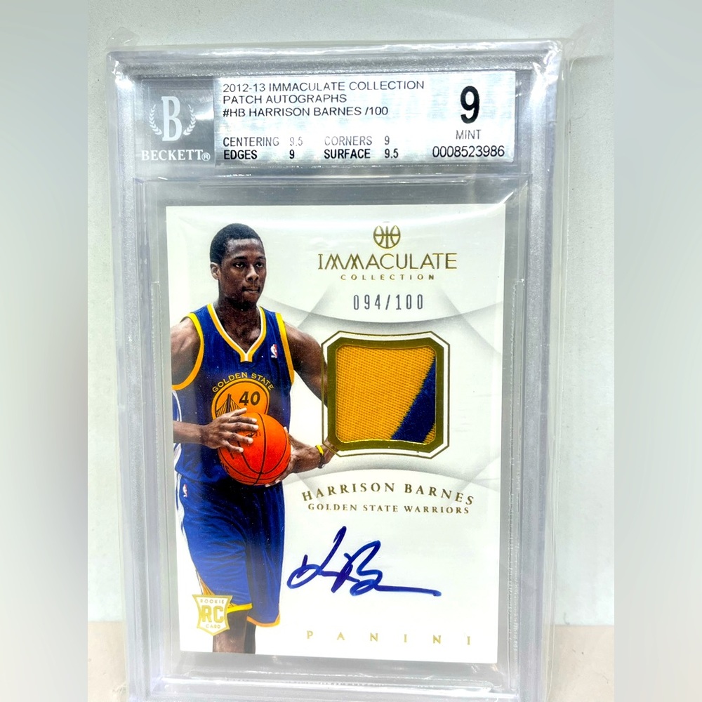 Harrison Barnes Immaculate RC/Rookie Patch + Autograph basketball card